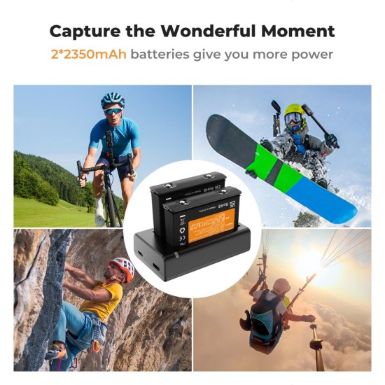 K&F Concept Insta 360 X4 Battery Pack- 2 Batteries + Dual Charger K&F Concept Insta 360 X4 Battery Pack- 2 Batteries + Dual Charger